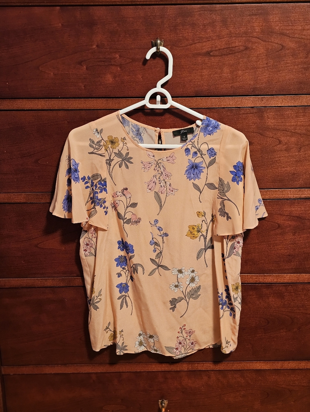J. Crew Silk flutter-sleeve floral top